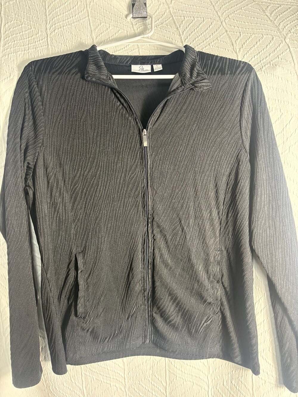Emerald 18 Black Textured Zip-Up Jacket with Pockets Size L